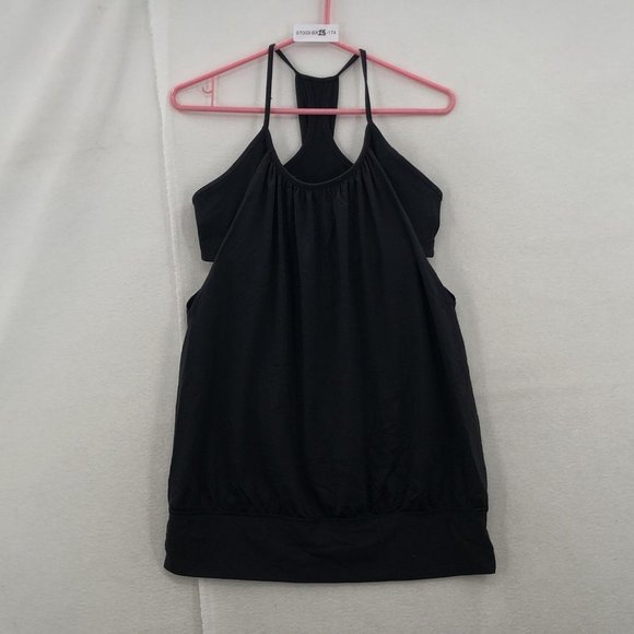 LULULEMON womens black scoop neck racerback built in bra pullover tank top sz 2 - Picture 1 of 6